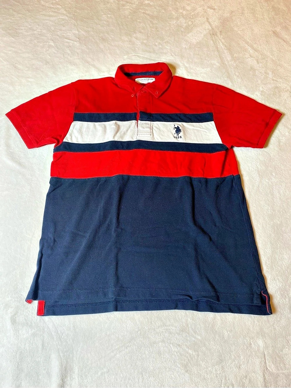 U.S. Polo Assn. Men's Color Block Polo in Red & Blue